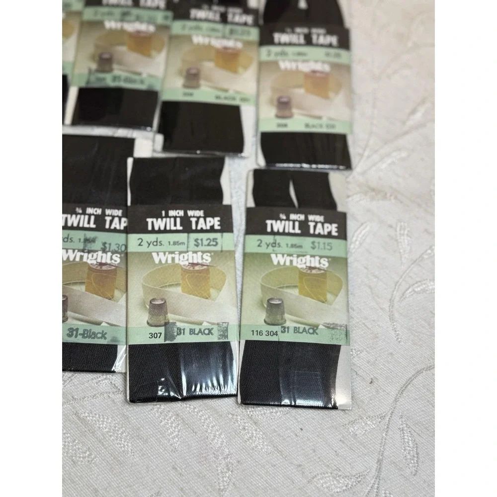 8pk Vintage Wrights Black Twill Tape‎ 3/4
